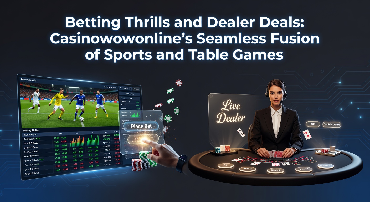 Dynamic scene capturing sports betting excitement alongside live dealer blackjack action on Casinowowonline's unified platform
