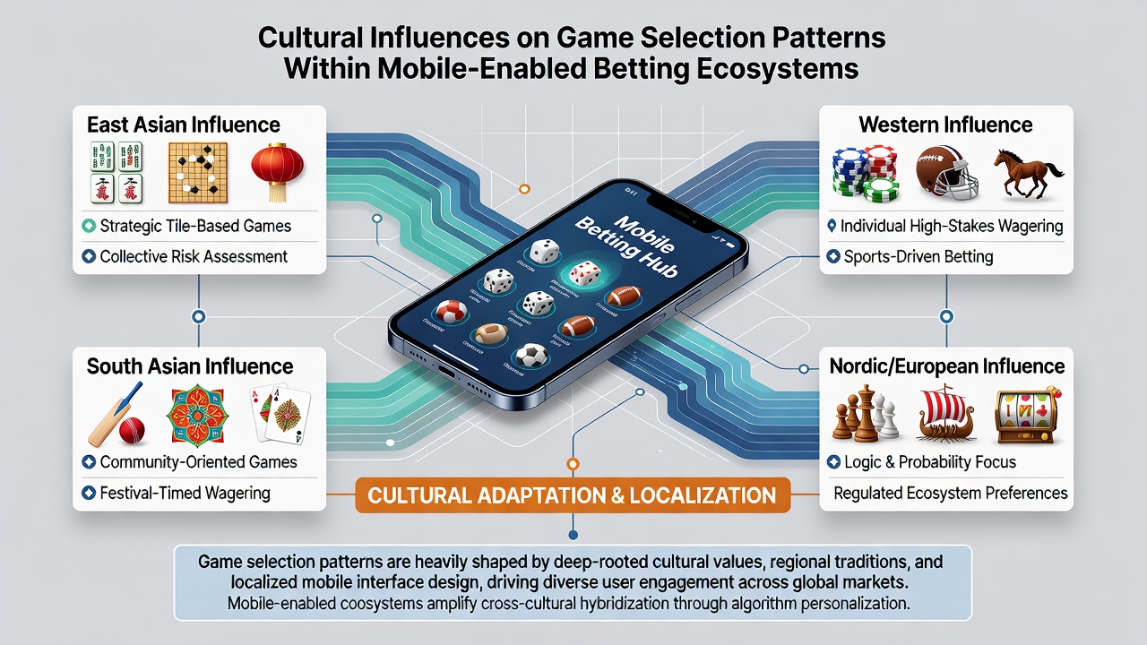 Mobile device displaying culturally themed betting games with users from different backgrounds interacting