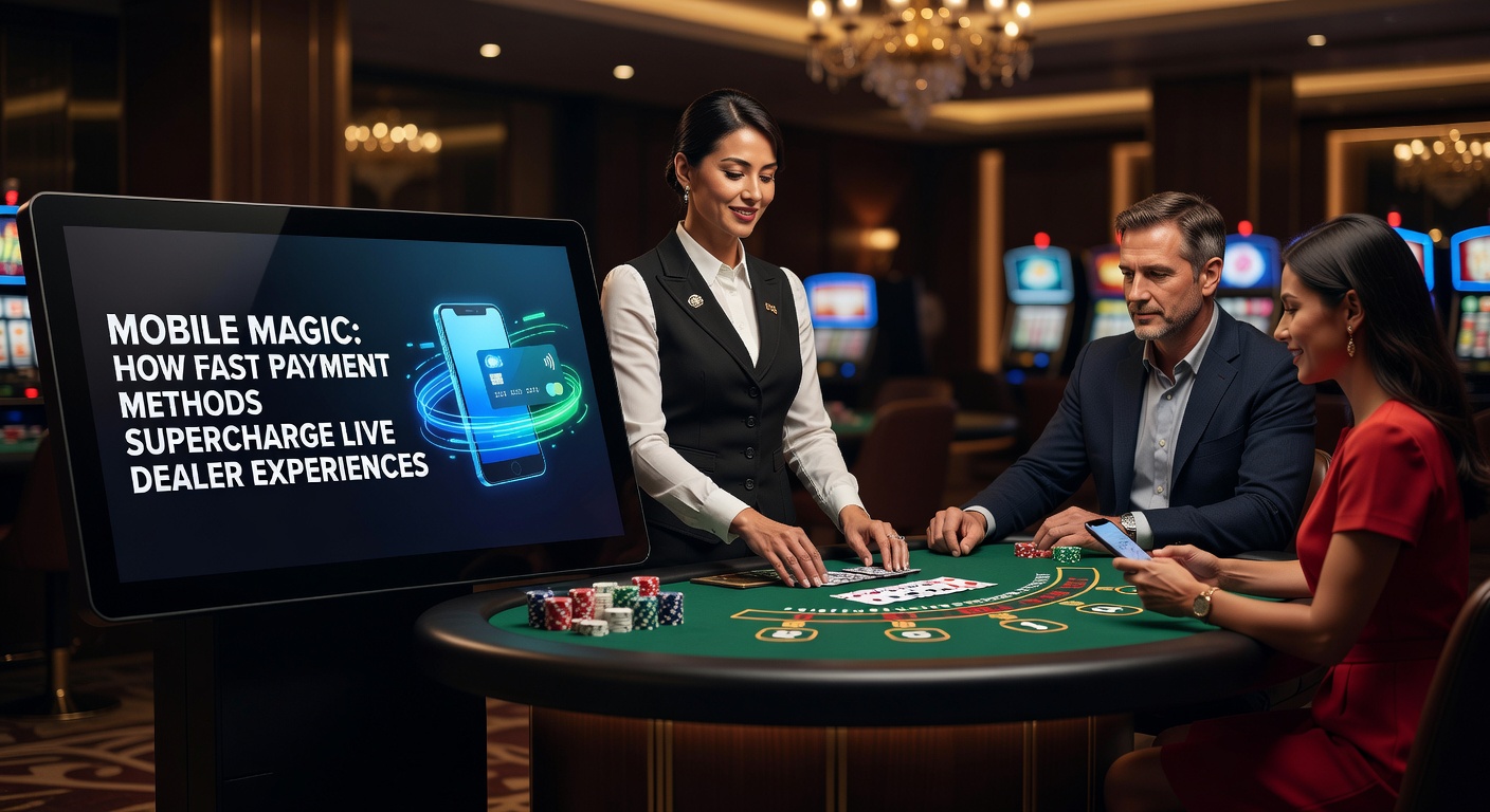 Close-up of a player's hand holding a phone mid-game, with a live dealer dealing cards and a fast payment confirmation popping up seamlessly in the corner