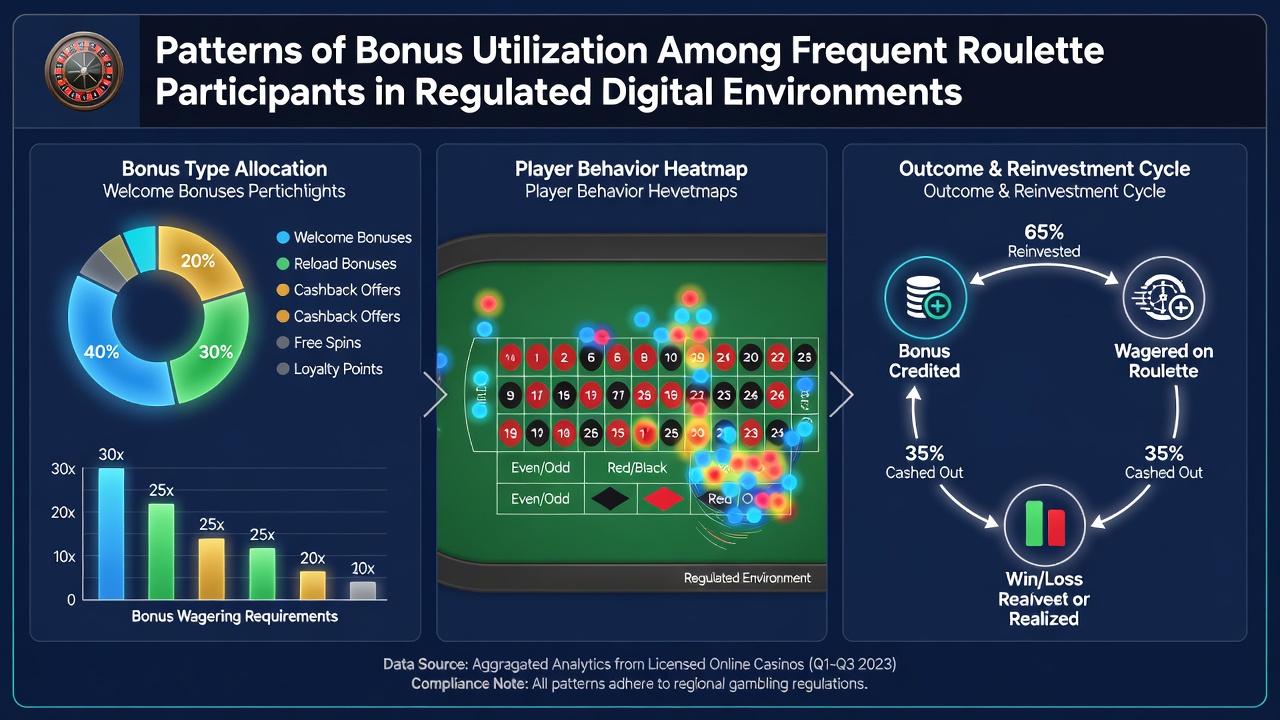 Data visualization showing bonus redemption trends among online roulette players