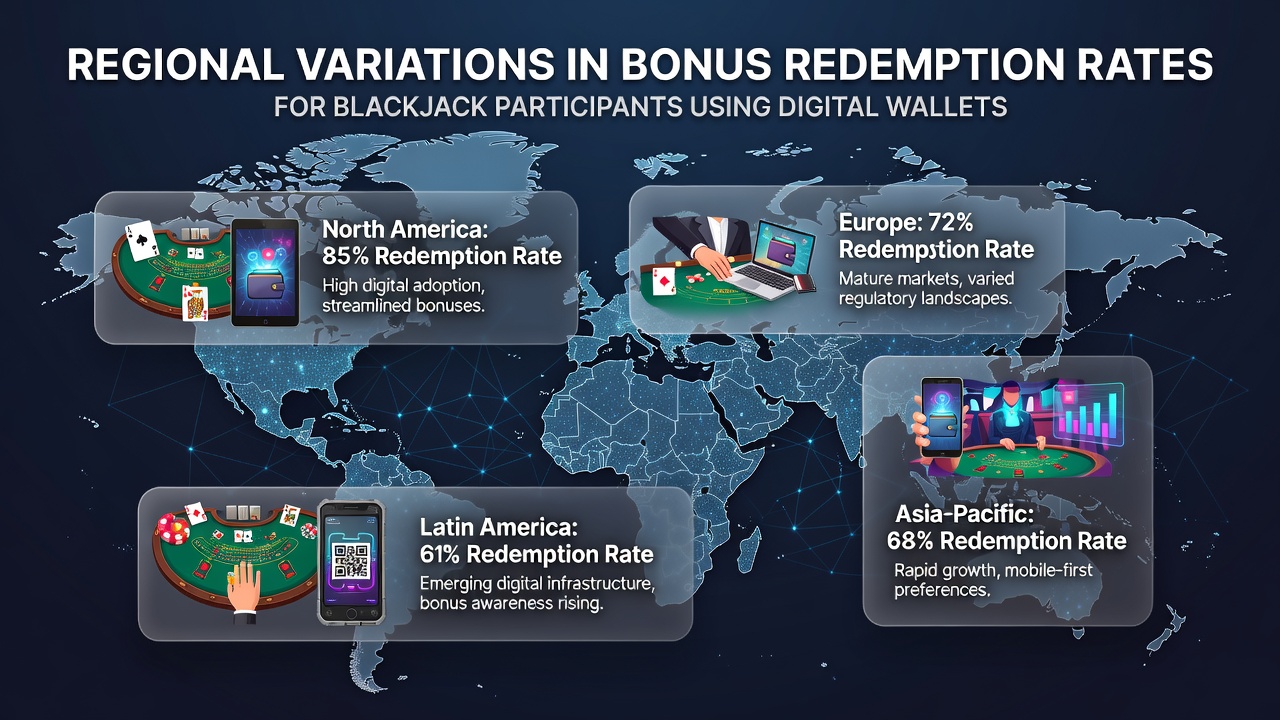 Digital wallet transactions at blackjack tables showing regional bonus patterns across multiple jurisdictions