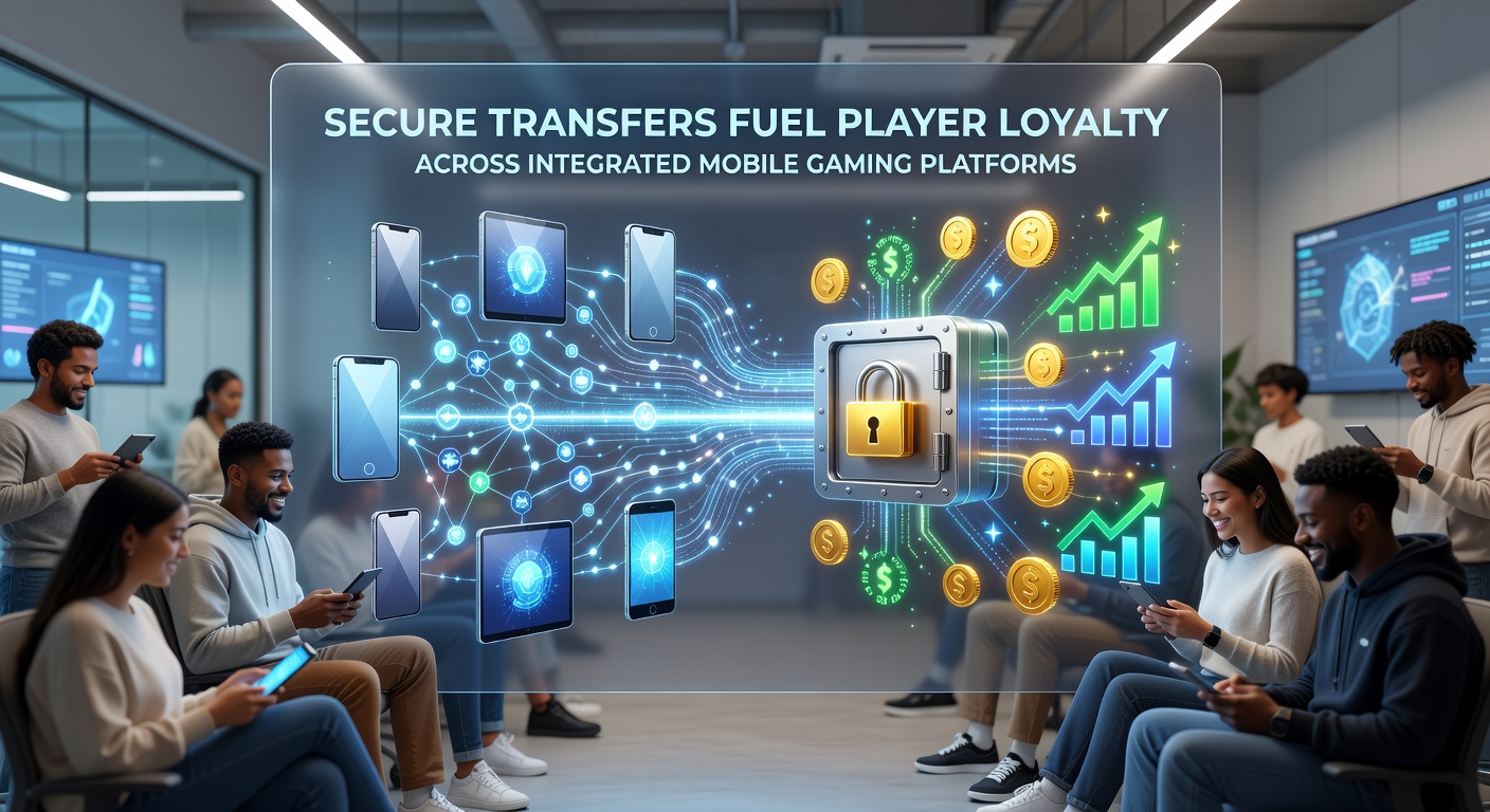 Player dashboard on integrated mobile gaming platform displaying secure transfer history and loyalty rewards