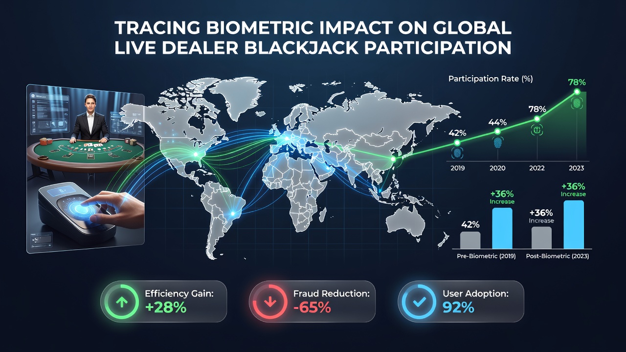 Biometric authentication interface on a live dealer blackjack platform showing facial recognition scan